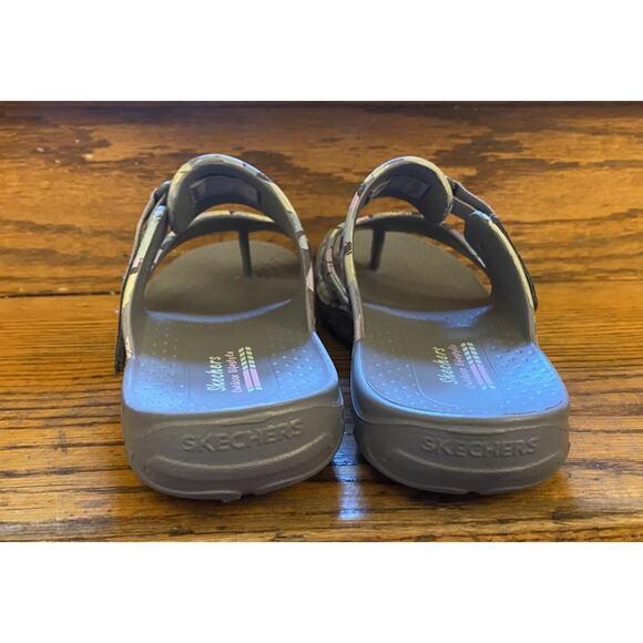 Skechers Foamies Reggae Artsy Sandals Abstract Print Womens 10 Slip Ons Gray - Picture 4 of 8